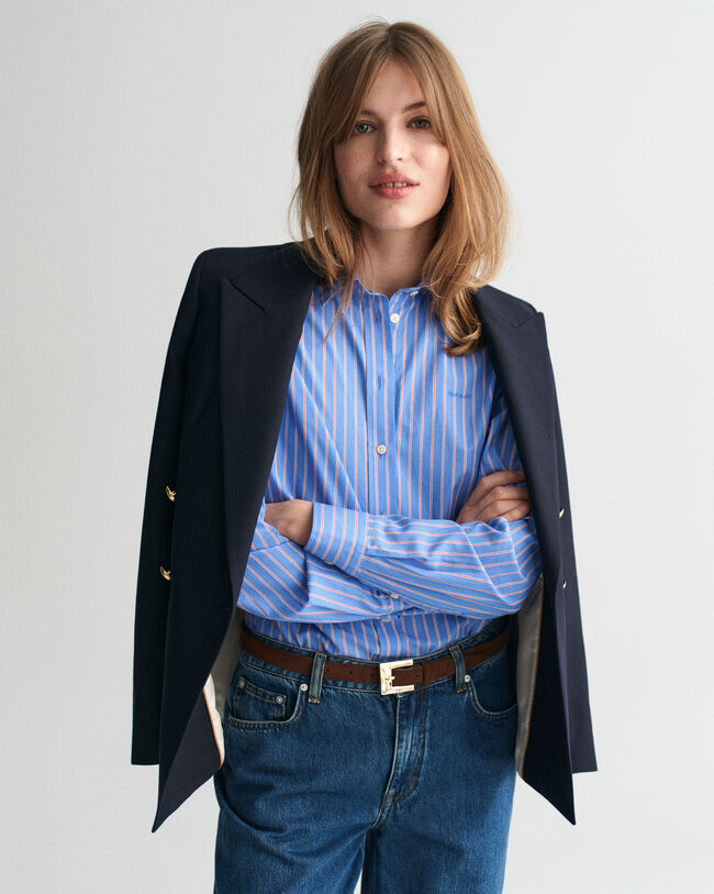 Camisa em popelina às riscas Classic regular fit