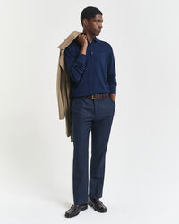 Camisola de malha estilo polo em l&atilde; de merino extrafina