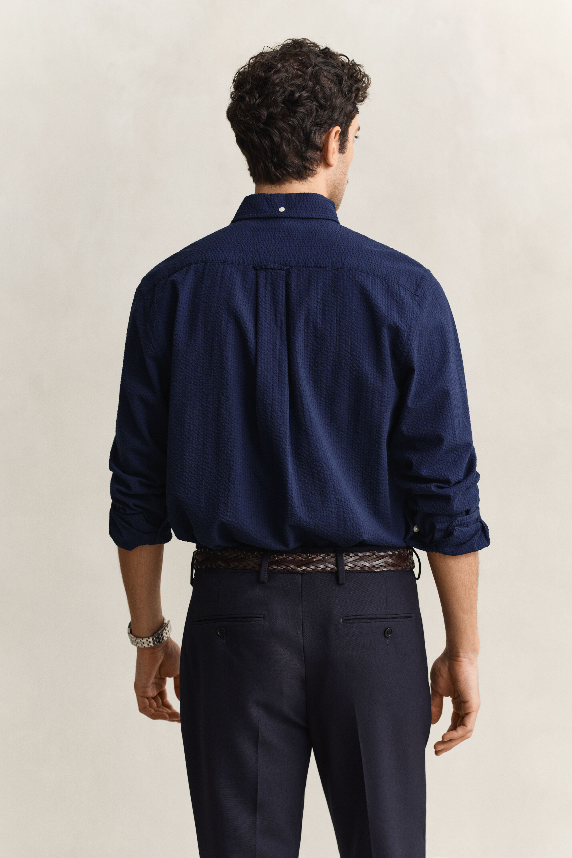 Camisa Seersucker corte normal