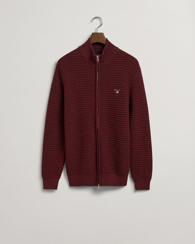 Sweatshirt com fecho de correr em algodão Texture