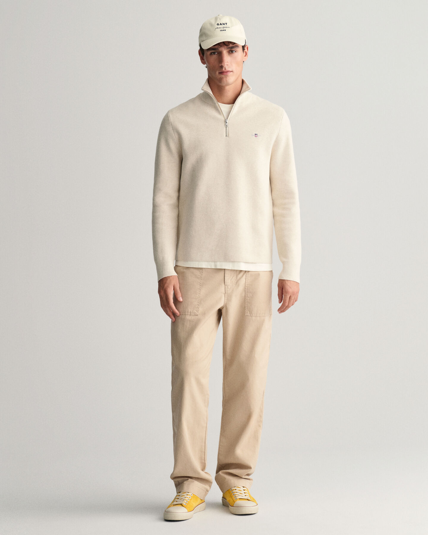 Sweatshirt com meio fecho em algod&atilde;o Milano Knit