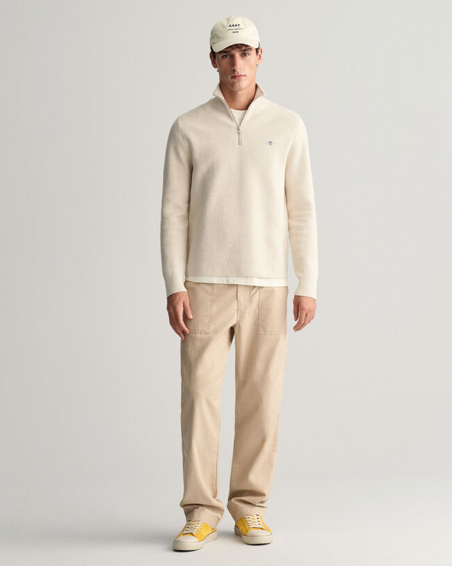 Sweatshirt com meio fecho em algod&atilde;o Milano Knit