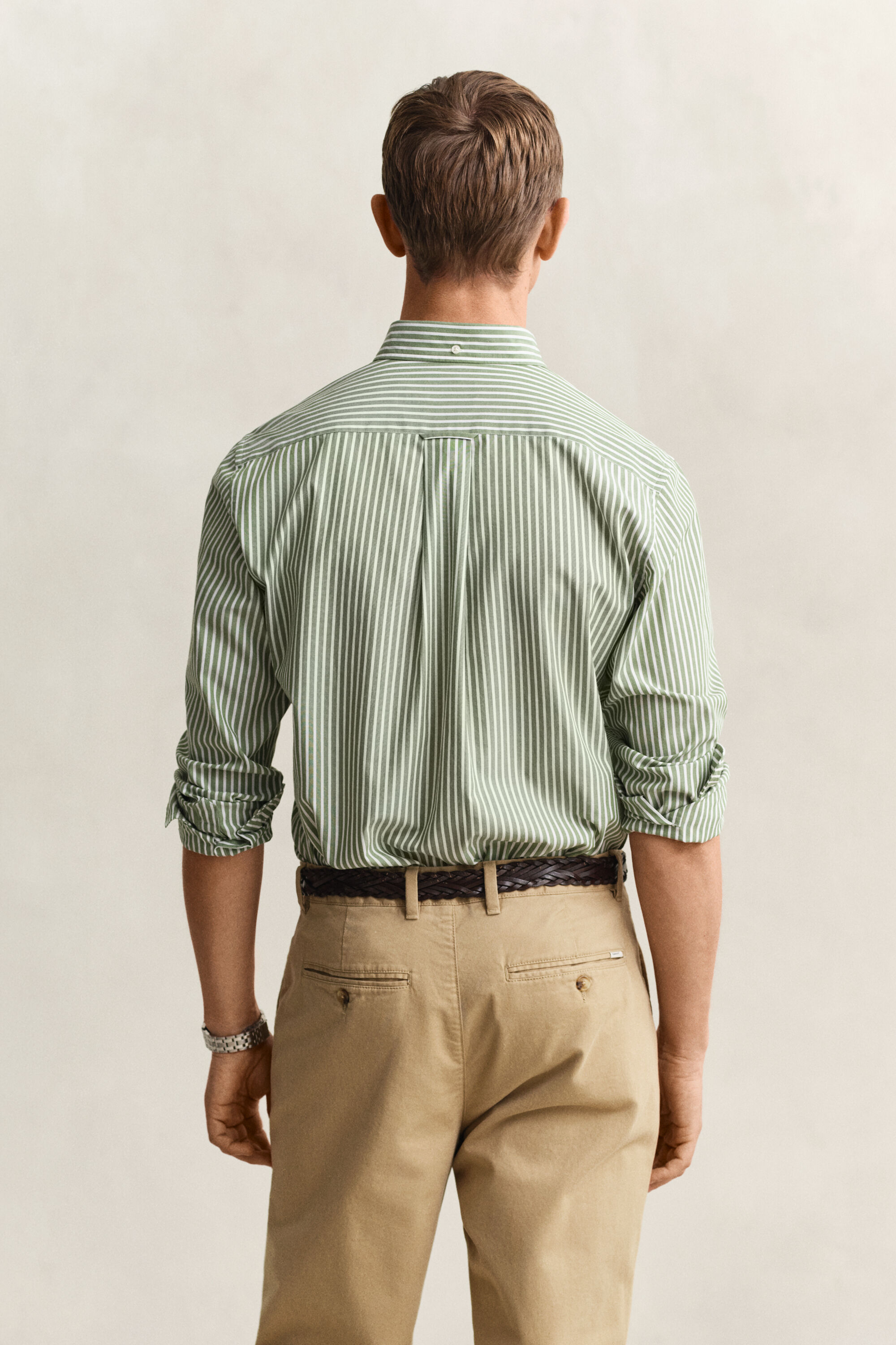 Camisa em popelina às riscas Classic