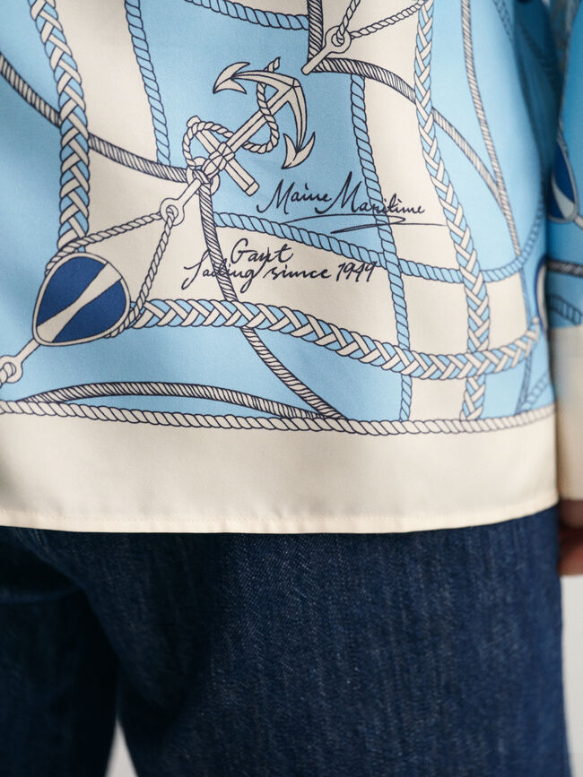 Camisa de seda com estampado Sailing relaxed fit