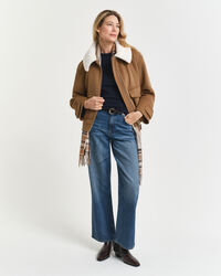 Camisola de malha com decote redondo em lã de merino extrafina