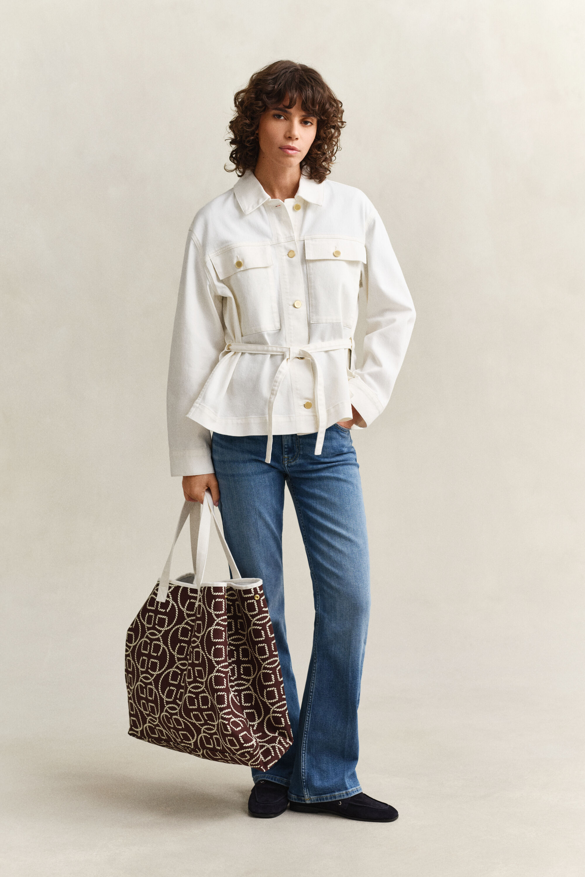 Casaco de ganga com atilhos