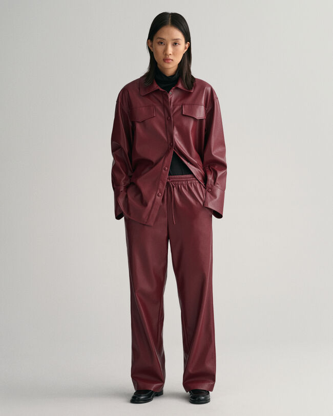 Calças Pull-On em pele sintética relaxed fit