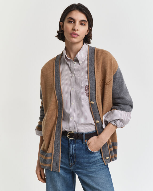 Casaco de malha com decote em V GANT Varsity