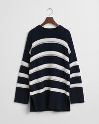 Camisola de malha texturizada às riscas com decote redondo