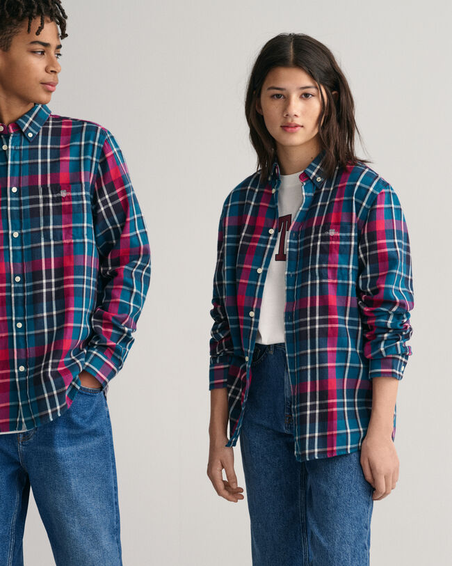 Camisa com padr&atilde;o de xadrez Shield Teens