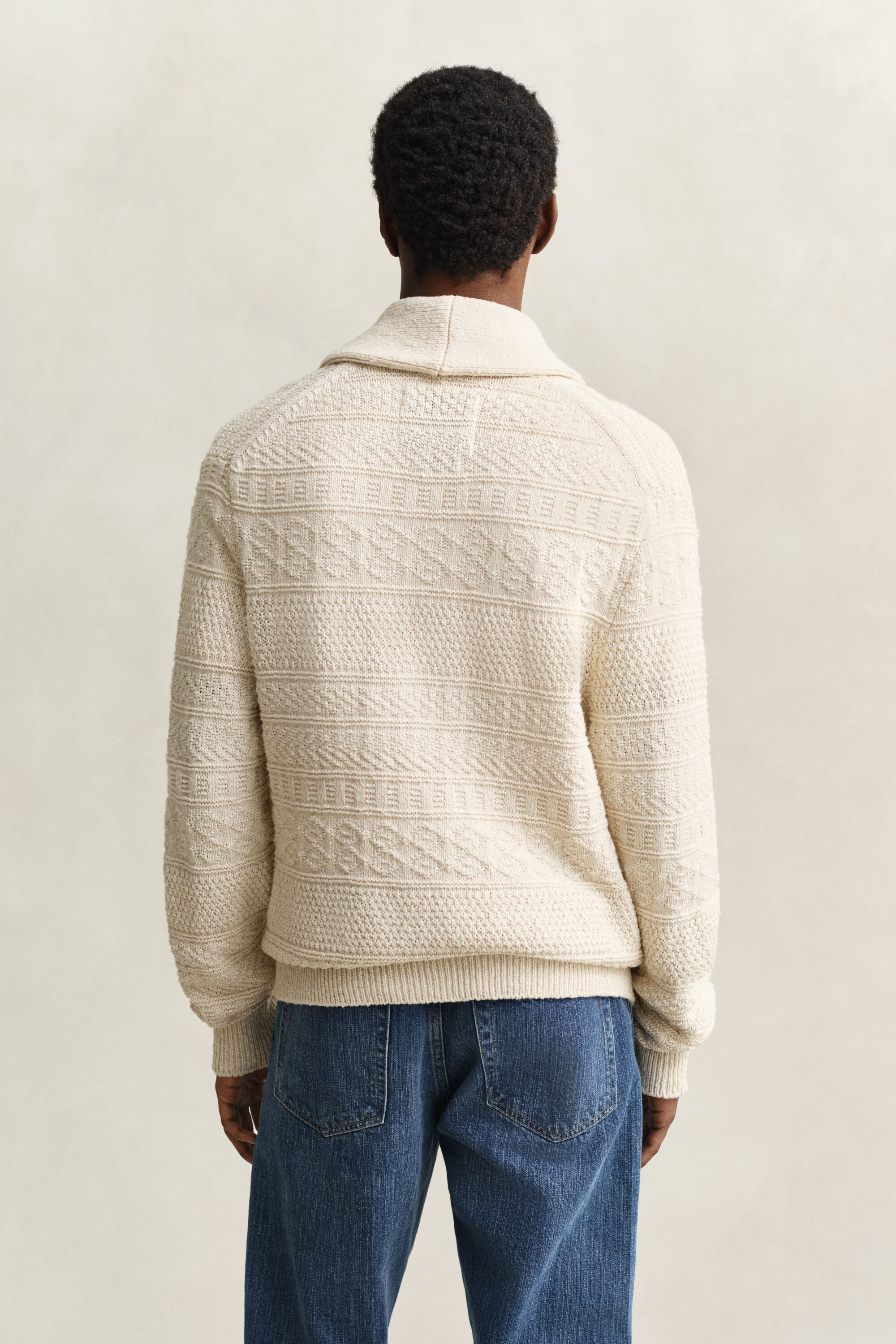 Casaco de malha em mistura de algodão Textured