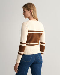 Pulover com decote redondo &agrave;s riscas em bloco