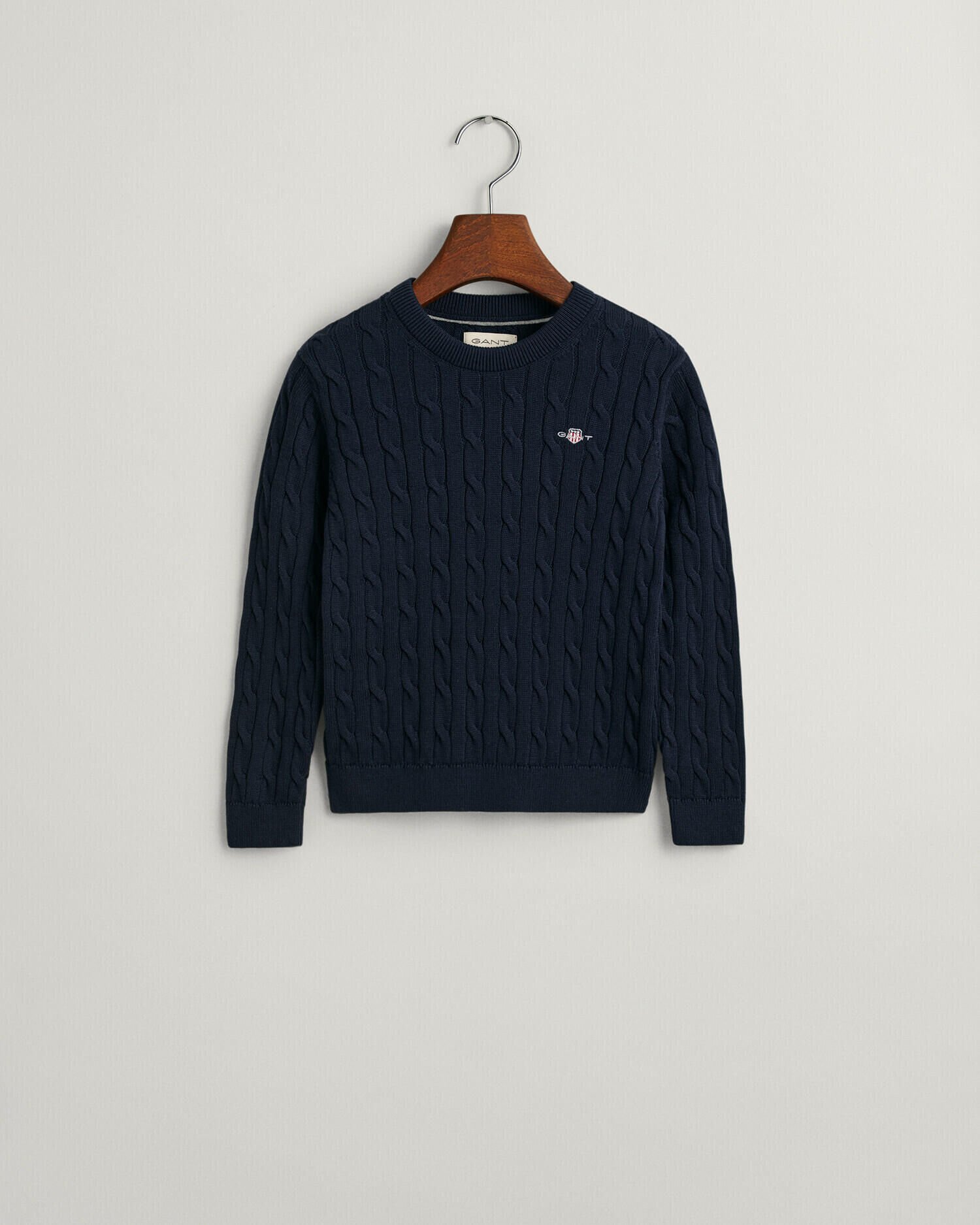 Camisola com decote redondo em malha entrançada de algodão Shield Kids