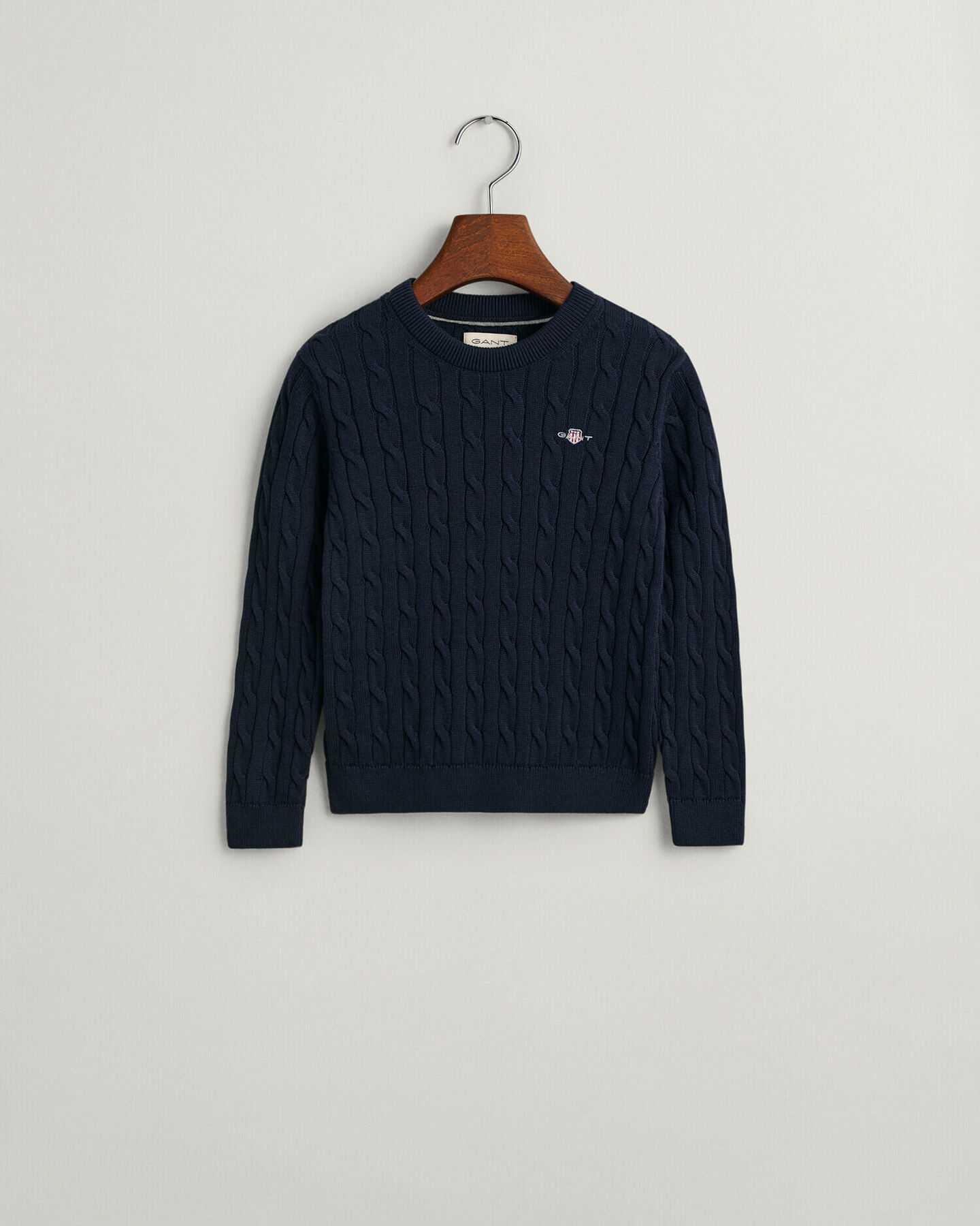 Camisola com decote redondo em malha entrançada de algodão Shield Kids