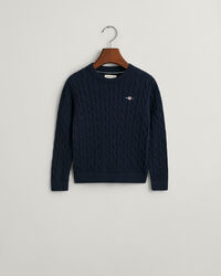 Camisola com decote redondo em malha entrançada de algodão Shield Kids