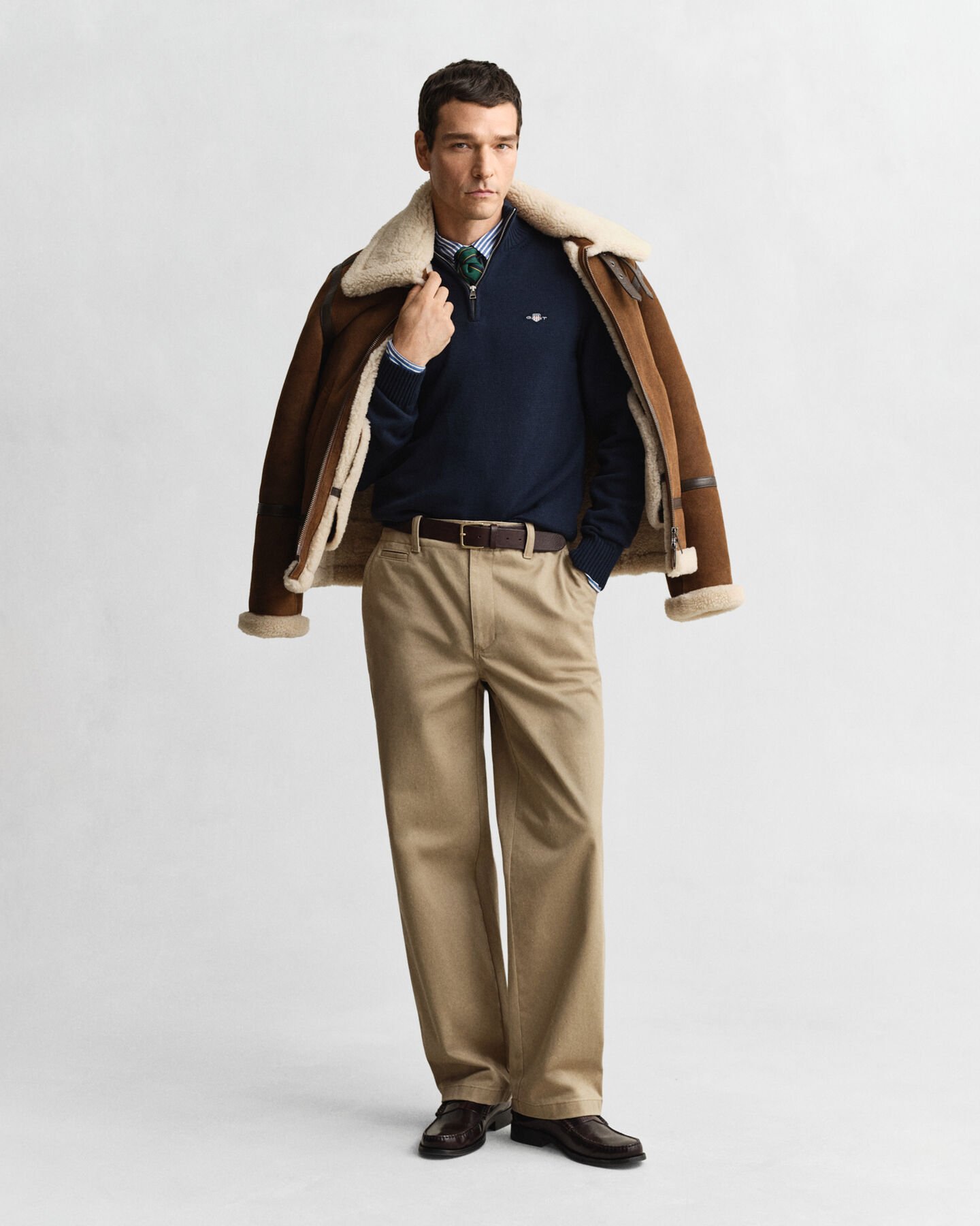 Camisola de malha em algodão com meio fecho Casual