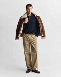 Camisola de malha em algodão com meio fecho Casual