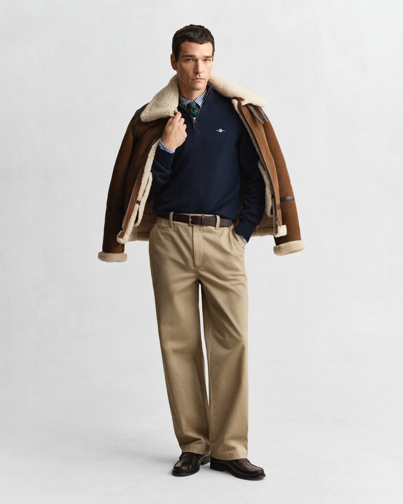 Camisola de malha em algodão com meio fecho Casual