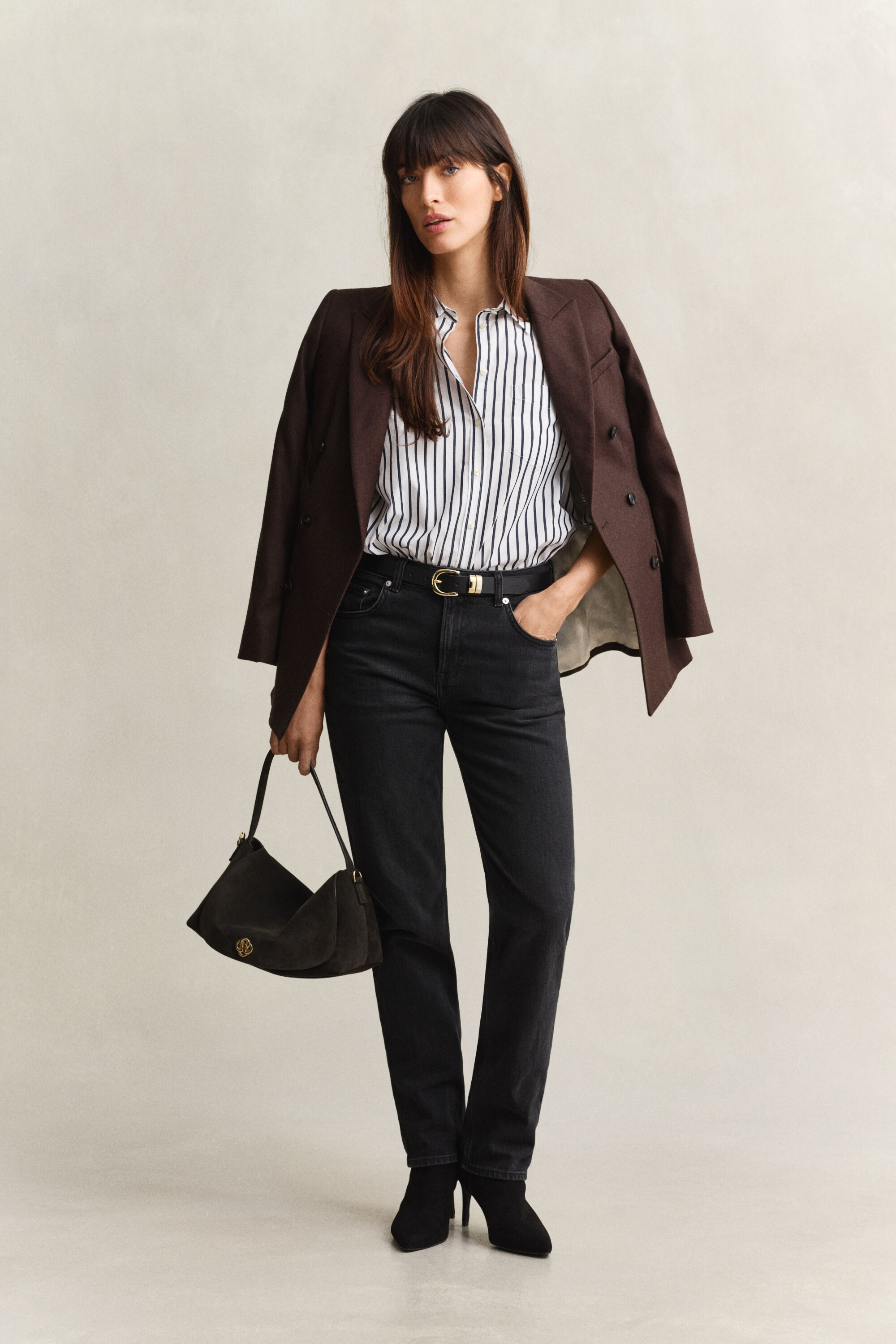 Camisa em popelina às riscas Classic relaxed fit