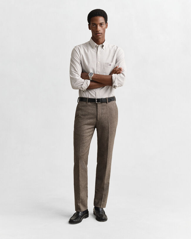 Camisa Oxford clássica com riscas finas regular fit