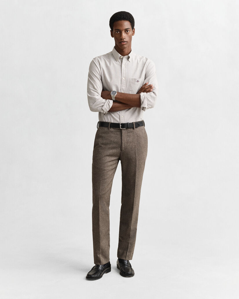 Camisa Oxford clássica com riscas finas regular fit