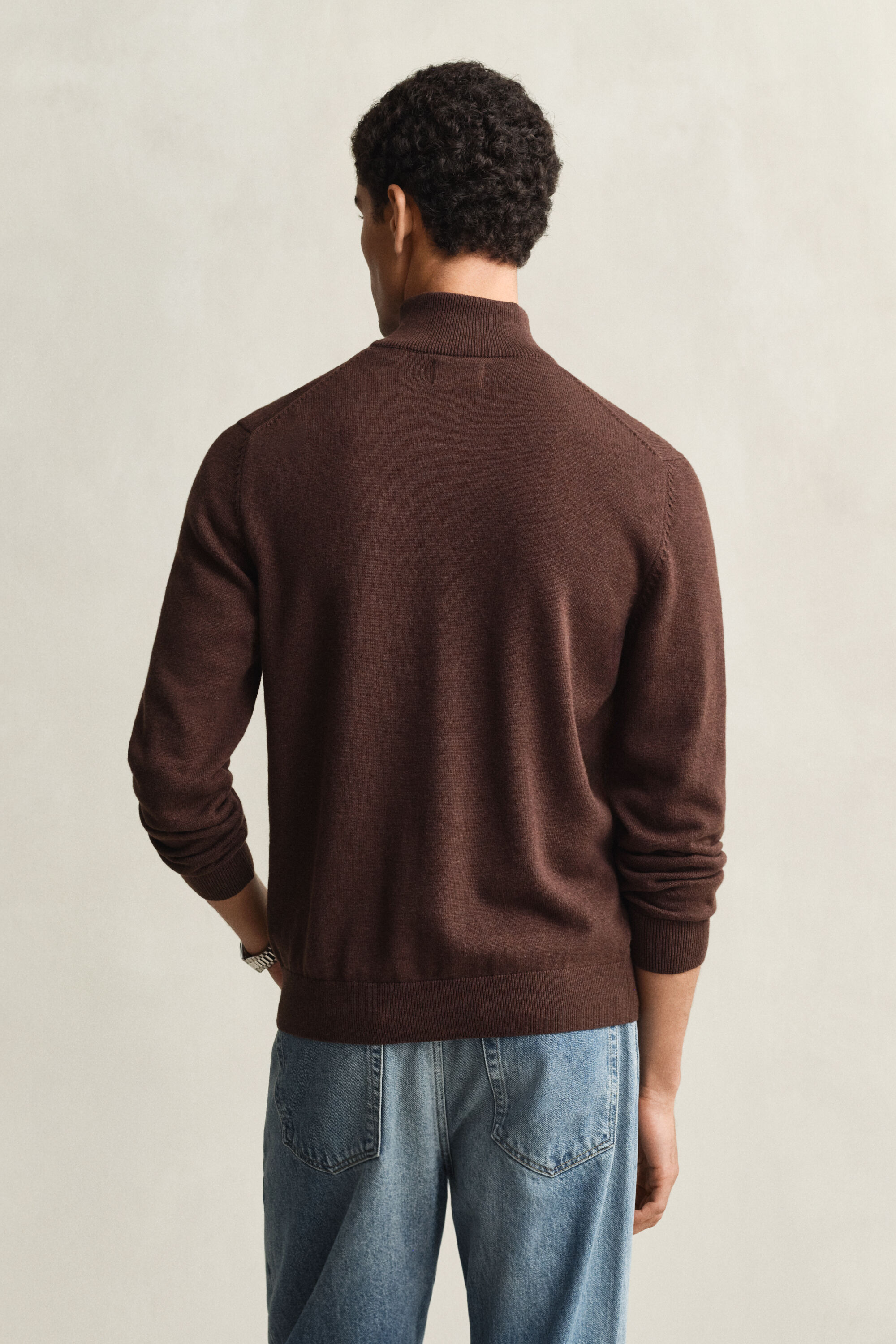 Casaco de malha com fecho de correr Casual Cotton