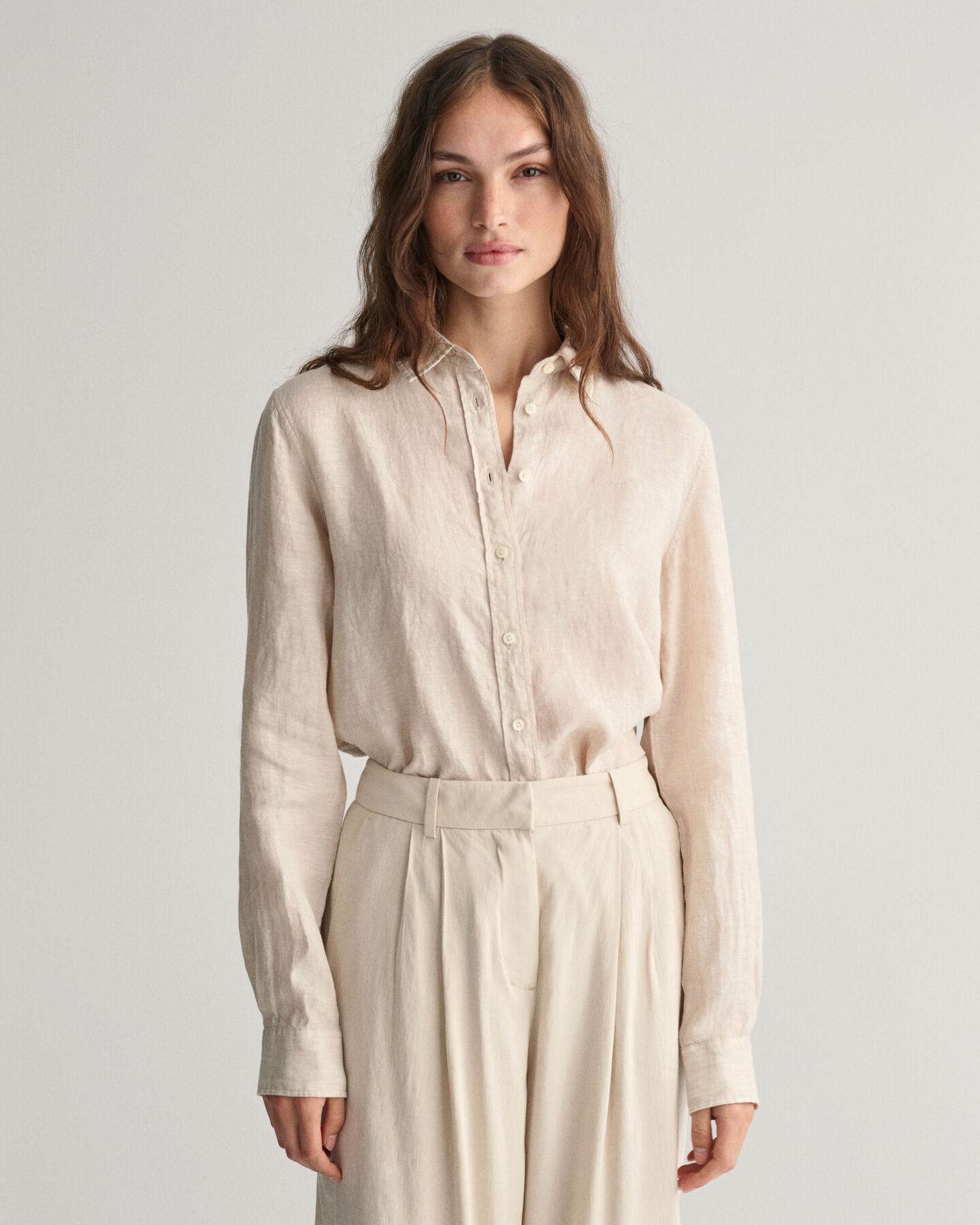 Camisa em chambray de linho regular fit