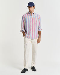 Cal&ccedil;as de fato Seersucker afuniladas slim fit