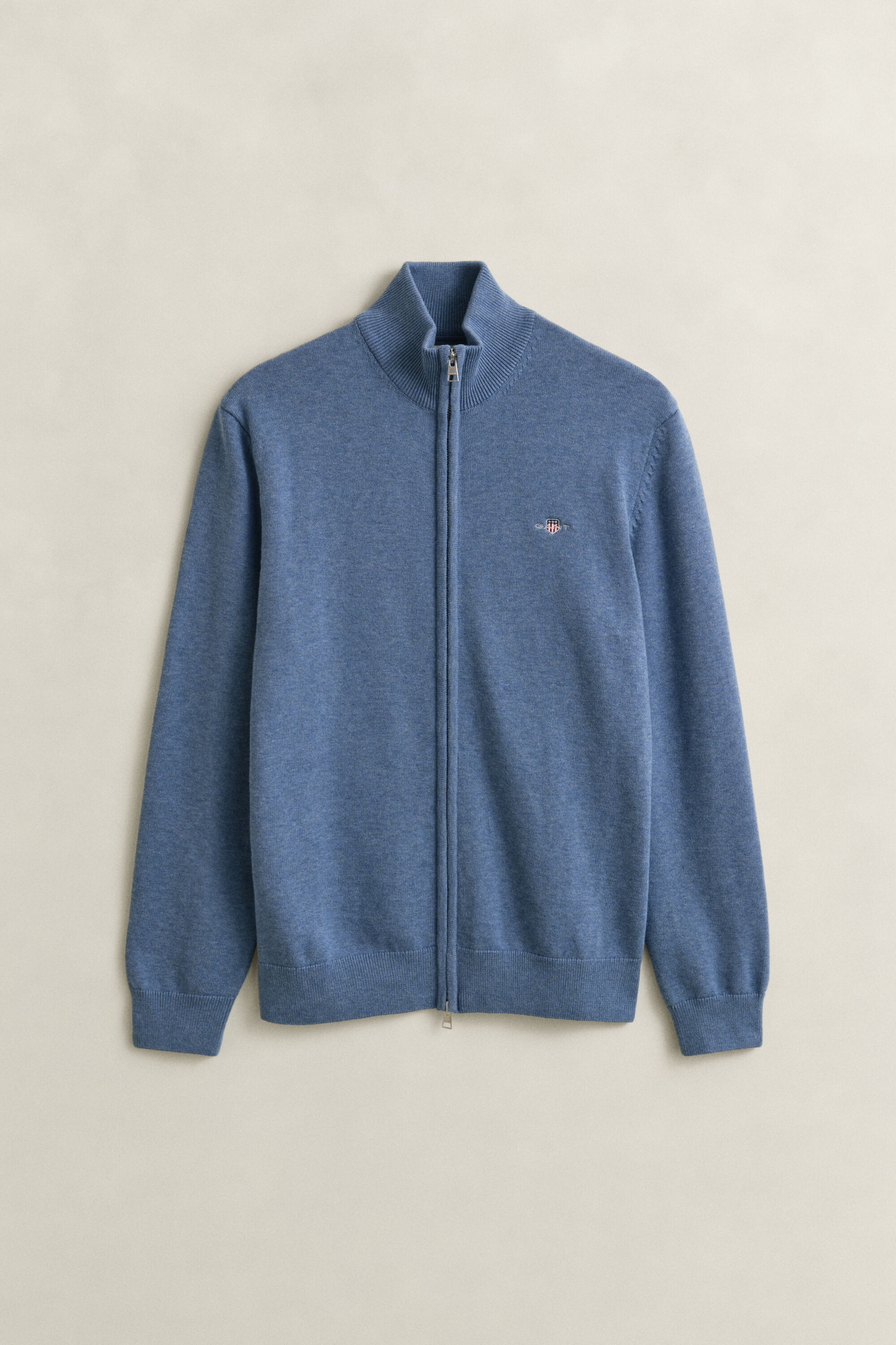 Casaco de malha com fecho de correr Casual Cotton