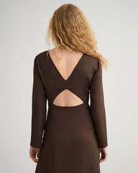 Vestido maxi com costas abertas