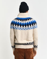 Casaco de malha com fecho de correr Jacquard