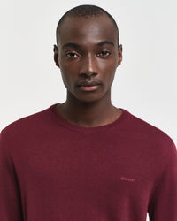 Camisola de malha com decote redondo em l&atilde; de merino extrafina