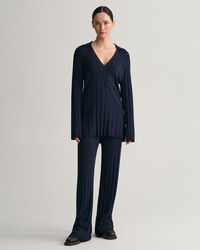 Calças em malha canelada