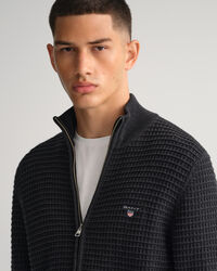 Sweatshirt com fecho de correr em algodão Texture