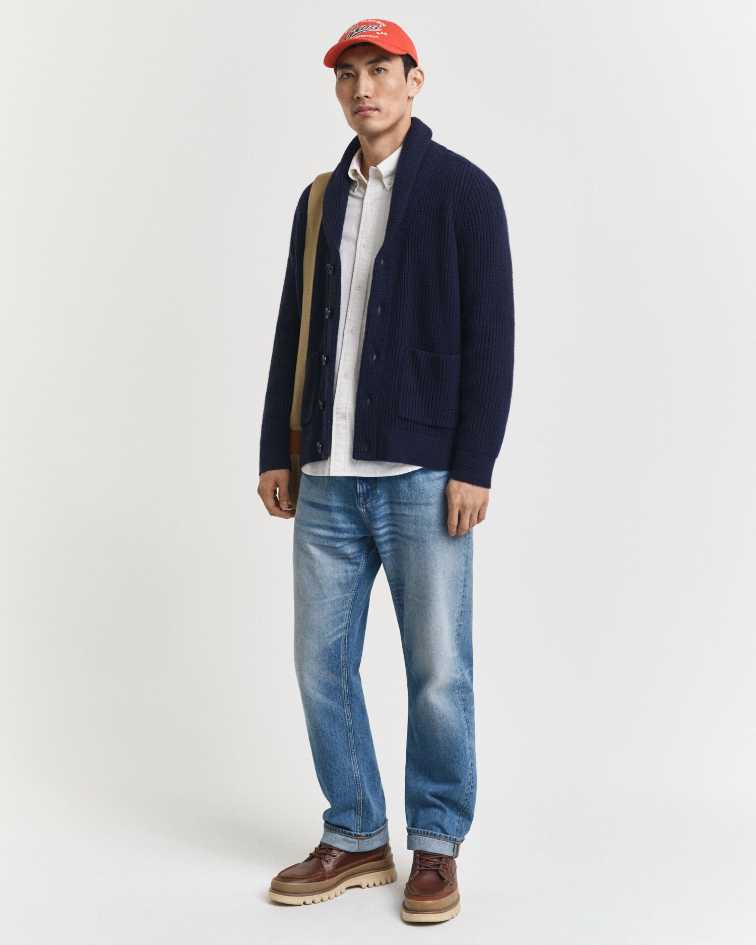 Casaco de malha em mistura de lã com colarinho largo estilo xaile