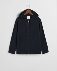 Sweatshirt com capuz e fecho em lã extrafina