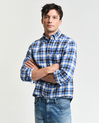 Camisa texturizada com padrão de xadrez regular fit