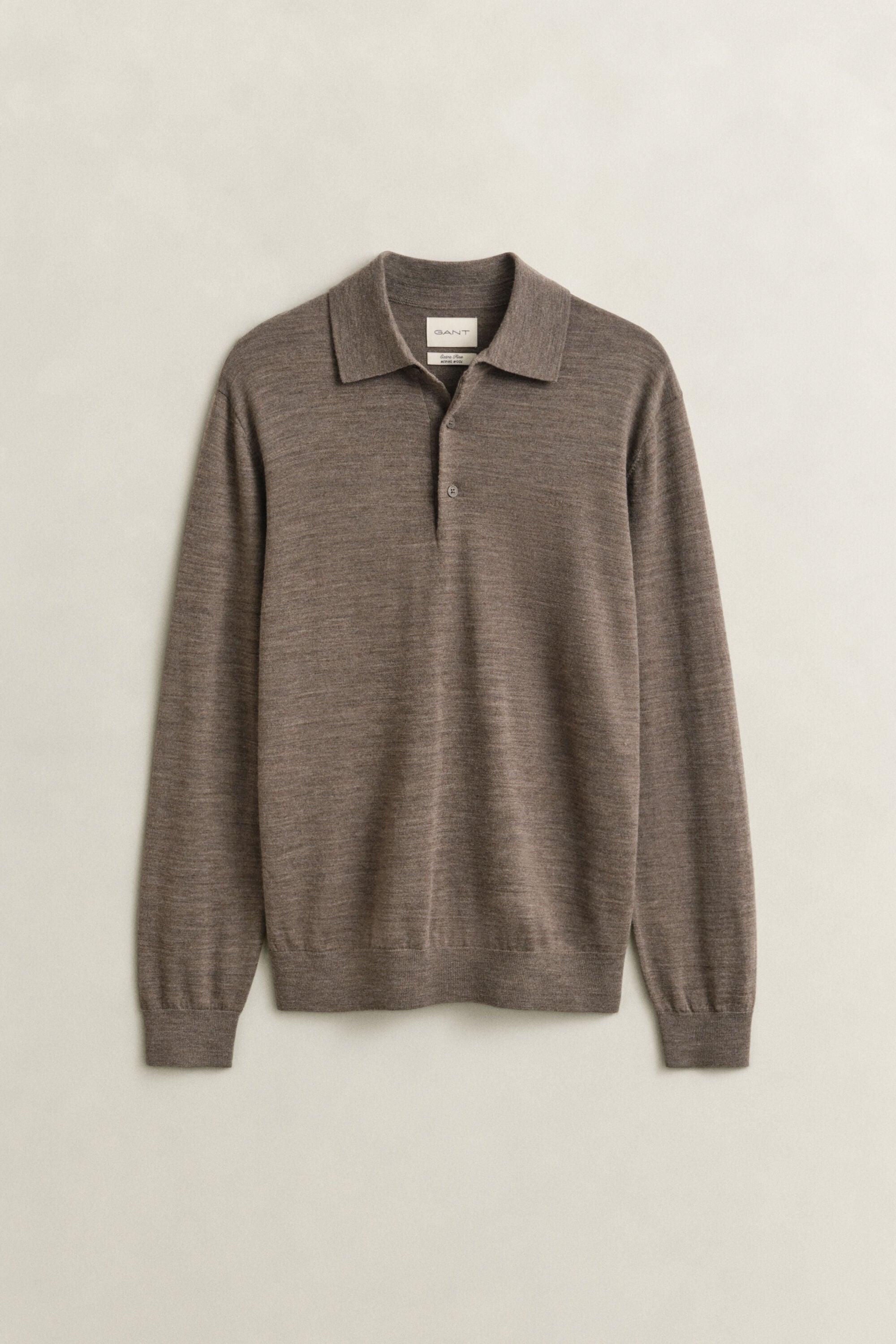 Camisola de malha estilo polo em lã de merino extrafina