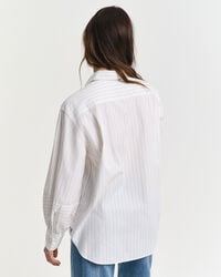 Camisa com mangas volumosas às riscas relaxed fit