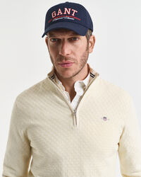 Camisola de malha com meio fecho de correr microtexturizada