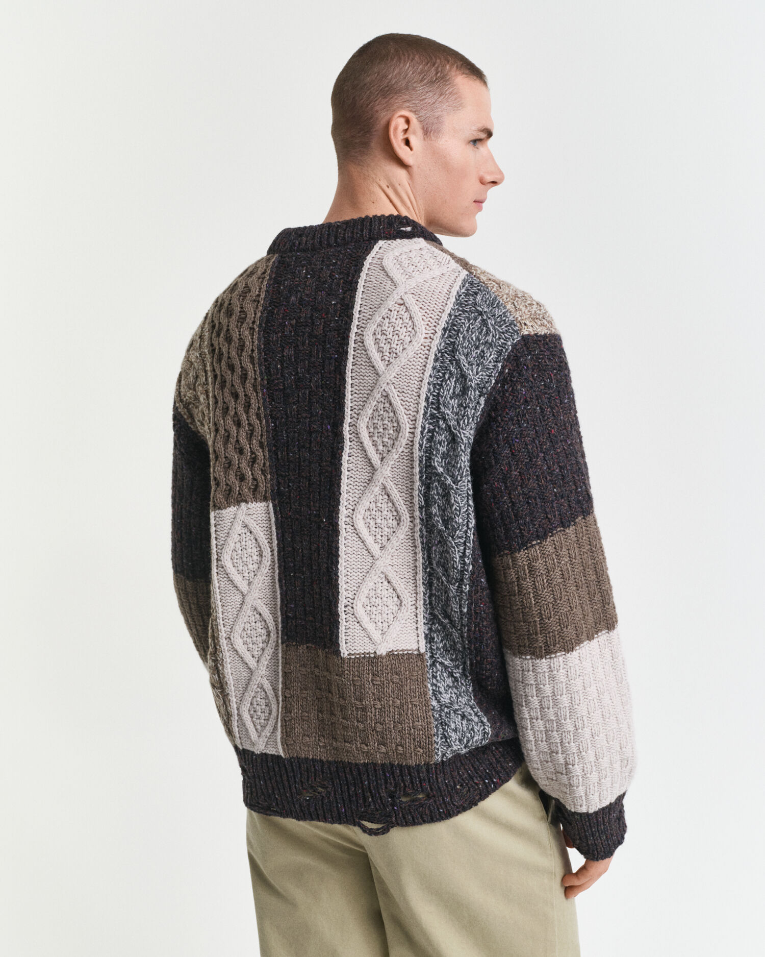 Sweatshirt com decote redondo Patchwork