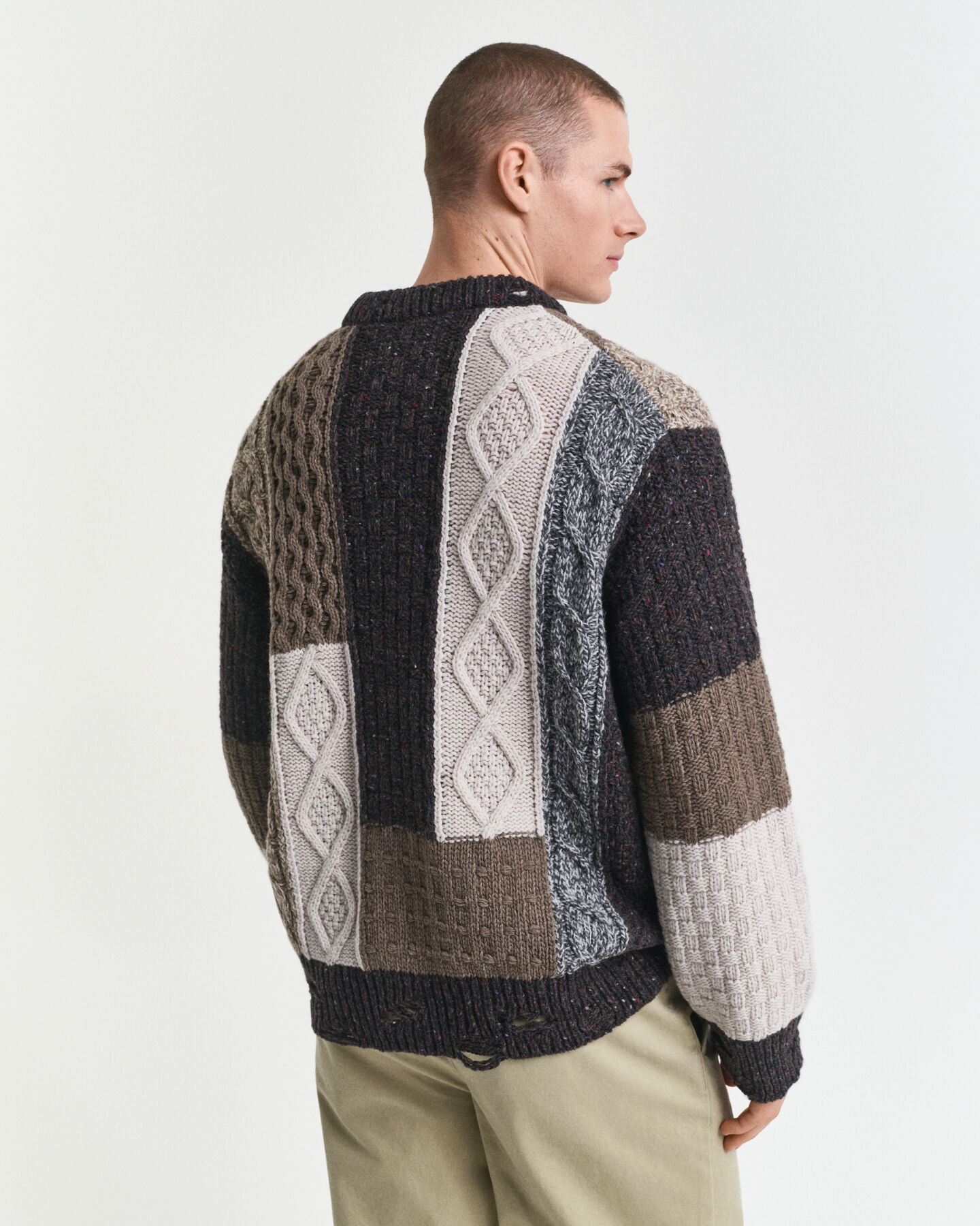 Sweatshirt com decote redondo Patchwork