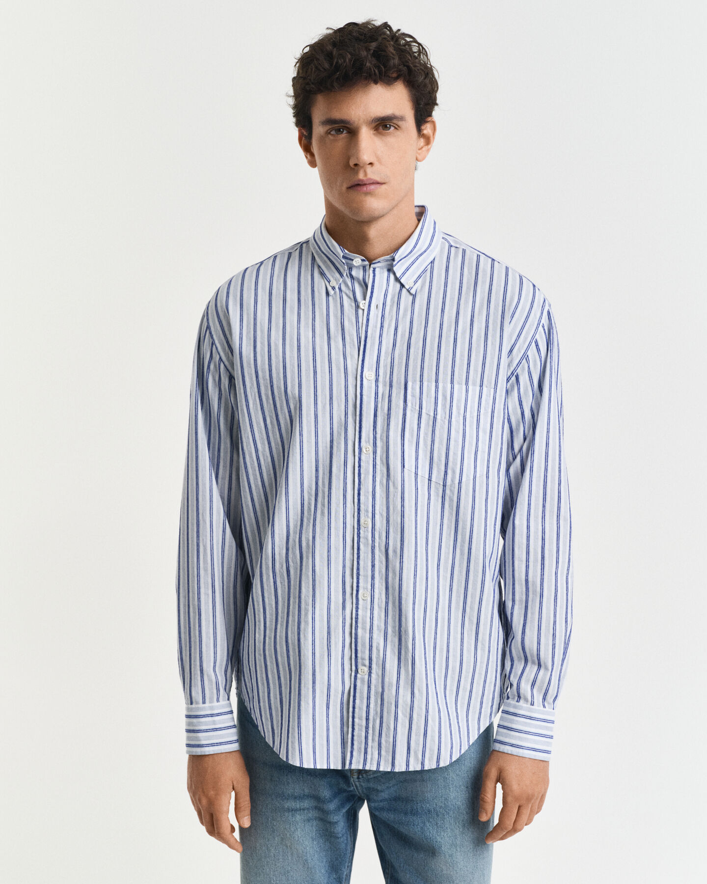 Camisa às riscas Textured relaxed fit