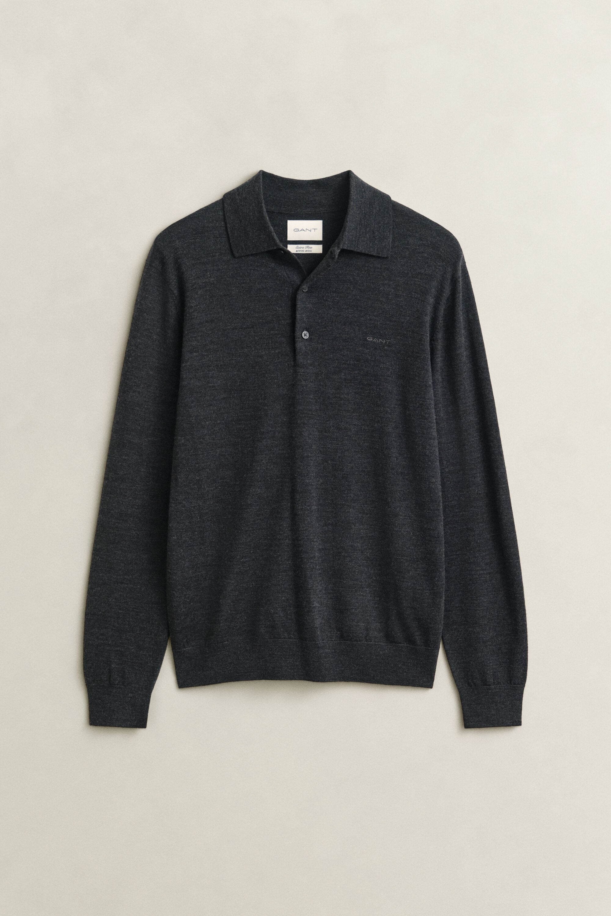 Camisola de malha estilo polo em lã de merino extrafina