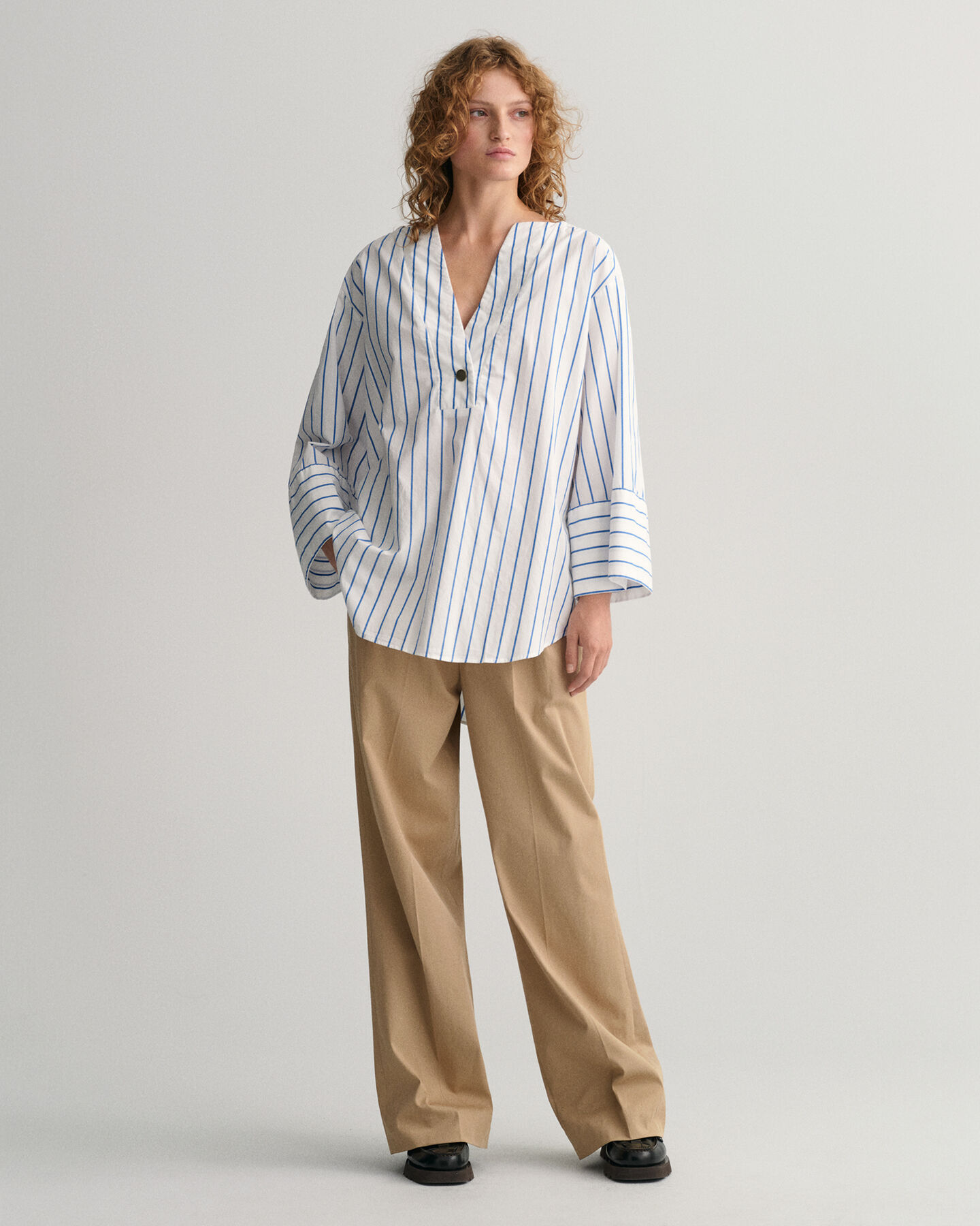 Camisa às riscas Popover relaxed fit