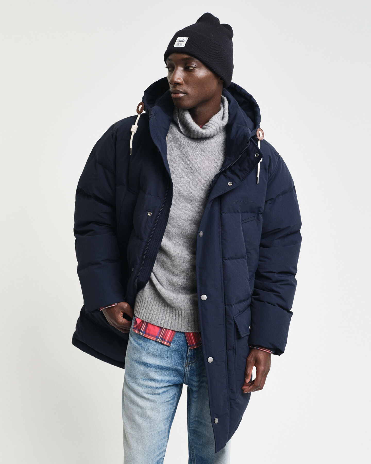 Blusão de penas de comprimento médio grosso