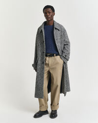 Camisola em malha entrançada de algodão com decote redondo