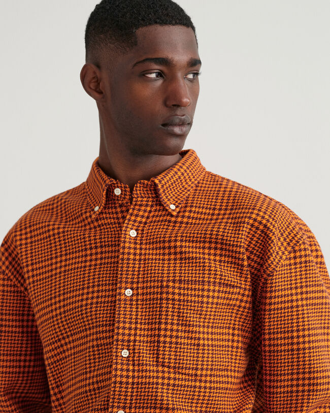 Camisa de algodão com padrão Houndstooth oversized