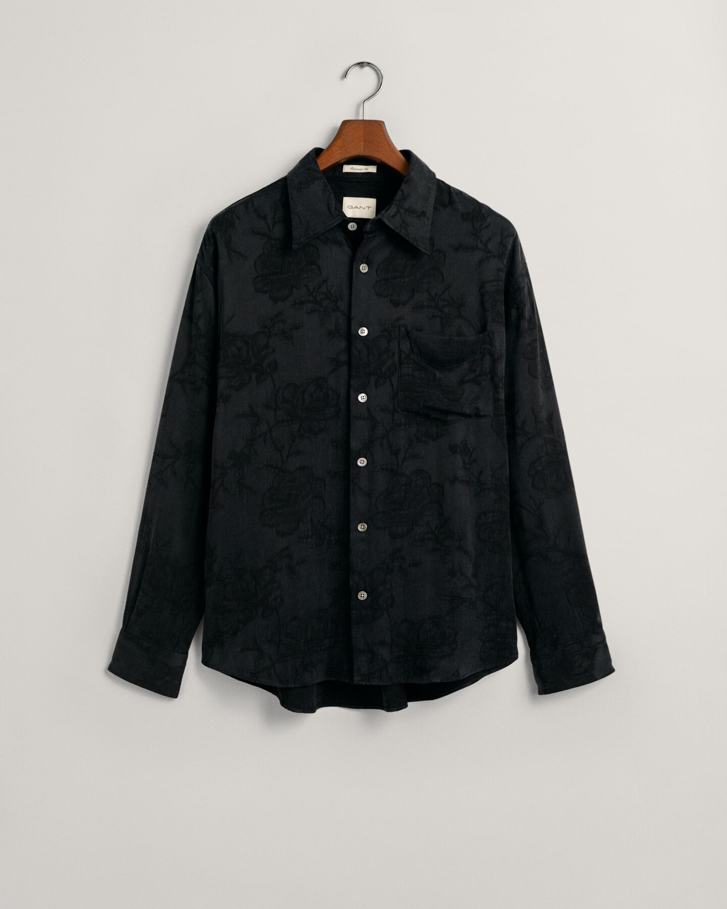 Camisa de viscose e cupro em padr&atilde;o Jacquard relaxed fit