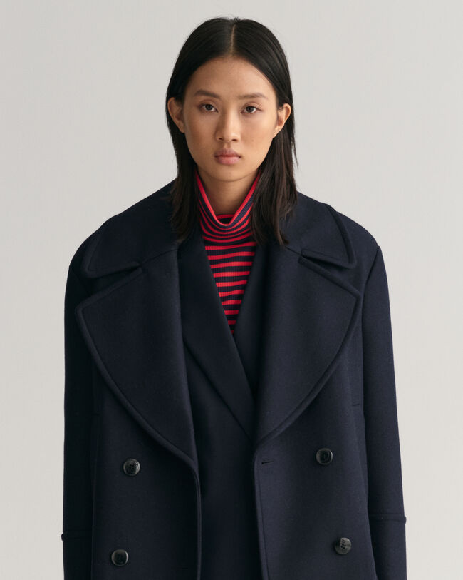 Casaco de marinheiro em mistura de lã